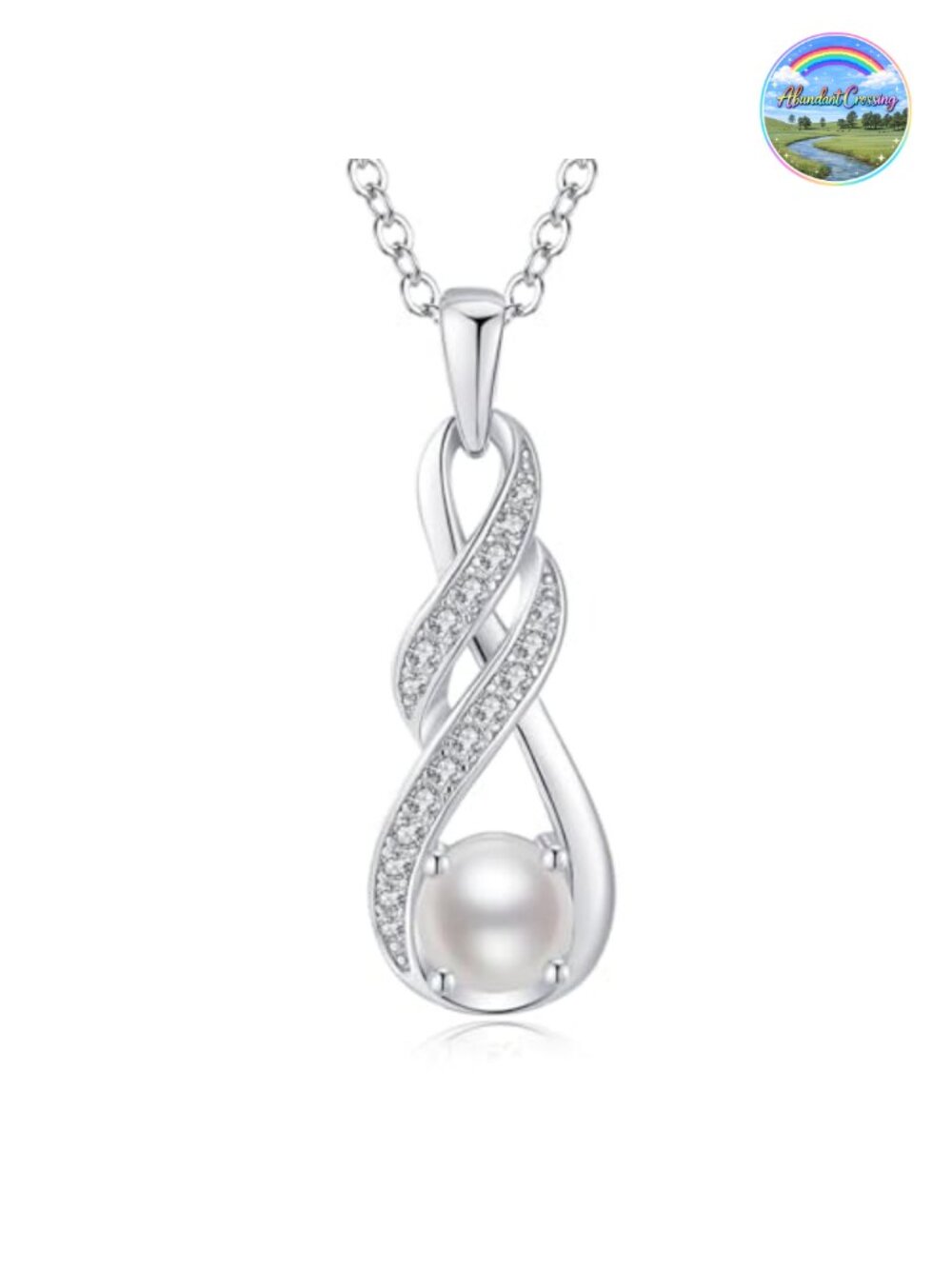 925 Sterling Silver White Gold Plated Infinity Birthstone Necklace